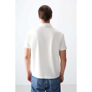 Polo Off White para hombre, manga corta, algodón Oxford, transpirable, corte oversize, básico 88381 - Product Image 1