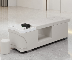 Fauteuil de lavage de cheveux Orange Salon Beauty Bed, banc de beauté rembourré avec lavabo intégré et rangement - Product Image 3