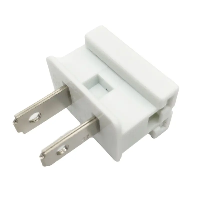 White 125V Male Zip Plug Vampire Plug for SPT-1 18/2 Gauge Electrical Wire