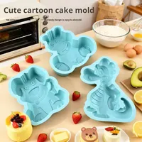 Nouveau moule à gâteau en silicone en forme de dinosaure, ensemble de trois pièces, outils de cuisson écologiques