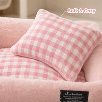 Coussin pour animaux de compagnie en tissu gingham, doux, chaud et confortable, antidérapant, toutes saisons, en coton PP Oxford, tailles S, M, L, rose, beige, marron, gris