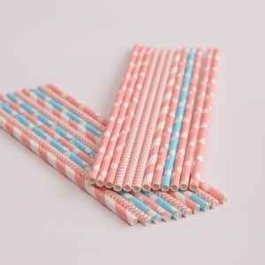 Pajita de papel para beber biodegradable Onda Rosa tira Rosa <span class=keywords><strong>lunares</strong></span> Rosa respetuosa con el medio ambiente - Product Image 4
