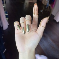 Ensemble d'anneaux à ongles en métal à cinq doigts, haut de gamme, imitation anneaux à ongles, motif géométrique, forme d'œuf, audacieux, unique, de niche, parfait pour un look exagéré