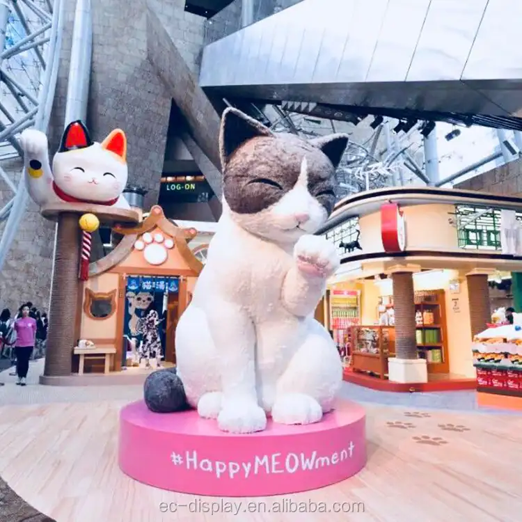 Açık dekor çizgi film karakteri heykel alışveriş merkezi dekor sevimli kedi heykelleri