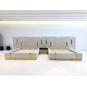 Vendita calda <span class=keywords><strong>letto</strong></span> di lusso testiera camera da <span class=keywords><strong>letto</strong></span> set super twin double king size <span class=keywords><strong>oro</strong></span> acciaio inossidabile pelle personalizzato moderno morbido <span class=keywords><strong>letto</strong></span> - Product Image 3