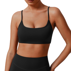Soutien-gorge de yoga à col en U pour femmes Compression doux bretelles fines rembourré réservoir push-up coton Spandex vêtements de sport disponibles XS imprimé uni - Product Image 2