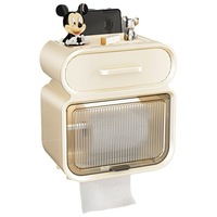 Porte-papier toilette créatif, moderne et minimaliste, sans perçage, en plastique étanche, avec étagère de rangement coulissante, pour salle de bain (Taizhou)