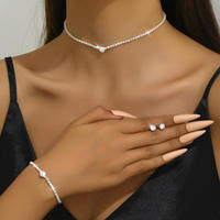 Ensemble de bijoux en argent plaqué NYY, 3 pièces, avec strass, collier ras du cou, bracelet, bague, boucles d'oreilles, ensemble de bijoux de mariage pour femmes