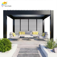 Pergola en aluminium motorisée, intelligente, écologique, inspirée de la nature, résistante à la pluie, avec lames orientables, pour terrasse au bord de la piscine