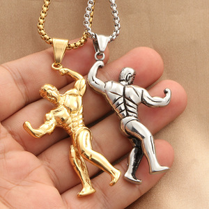 yunnique Muscular Men's Stainless Steel Pendant Necklace Retro Fitness Style For Men 280317 - Product Image 3