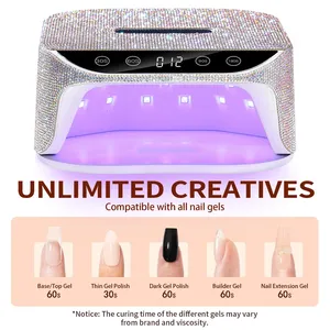 Séchoir à ongles professionnel UV LED 36 LED avec diamants incrustés, lampe de nail art haute puissance à séchage rapide, écran tactile LCD pour le durcissement de tous les gels - Product Image 3