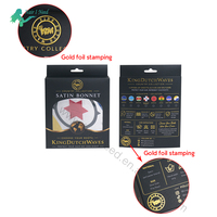 Boîte d'emballage de luxe personnalisée avec logo en feuille d'or, boîte de présentation pliable en papier pour le rangement des bonnets en satin