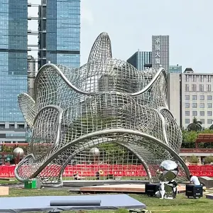 잔디 현대 사용자 정의 금속 동물 동상 기하학적 자동차 스테인레스 스틸 야외 조각