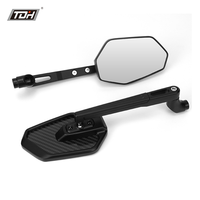 Rétroviseur de moto HD en alliage d'aluminium, rétroviseur avant universel, filetage 10 mm, noir, garantie premium de 12 mois, sécurité, ajustement universel