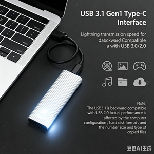 Nouveau Disque SSD externe noir en gros 1 To 600 Mo/s USB 3.2 Gen 2 en alliage d'aluminium pour ordinateur portable et gaming sans fil - Product Image 2