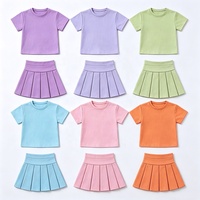 Ensemble de vêtements de sport pour filles Yunmao, 2 pièces : t-shirt à manches courtes et col rond et jupe-short plissée avec short intégré