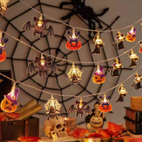 Lampu Tali Surya Gantung Halloween IP65, Lampu Bentuk Labu Hantu Kelelawar Bintang, Dekorasi Halaman Rumah Pesta Liburan Dalam & Luar Ruangan