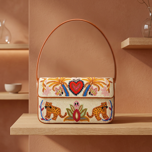 Sac à bandoulière de luxe fait main pour femme, orné de perles de verre papillon, moderne et durable, avec fermeture à bouton, sac à main de créateur, personnalisable OEM ODM - Product Image 5