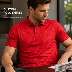 Custom <b>Golf</b> Polo Shirt Men Performance <b>Golf</b> Shirts Geometric Print Quick Dry Breathable Stretch Polo OEM ODM Private Label - Product Image 1