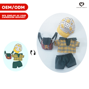 Custom Design Available Multi-size Optional Korean Campus Plaid Polo Plush Toy <strong>Outfit</strong> - Product Image 1