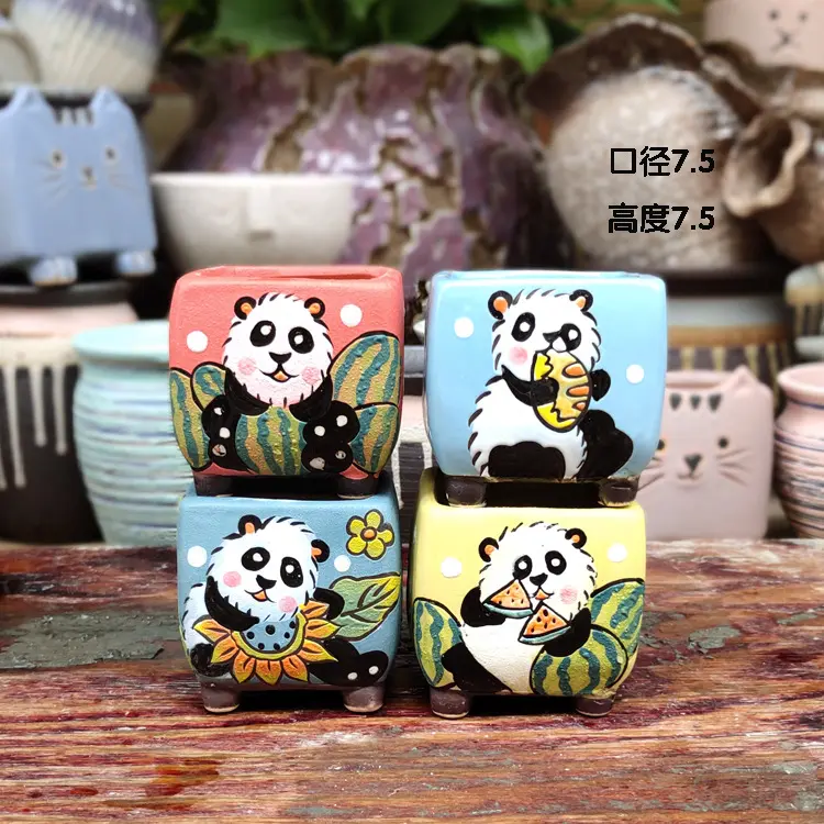 Jingdezhen Peint à la Main <span class=keywords><strong>Panda</strong></span> Succulentes Pots De Fleurs En Gros