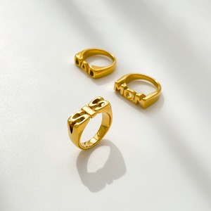Wholesale 18K <strong>Gold</strong> Plated Stainless Steel Women's <strong>Rings</strong> Trendy Irregular <strong>DAD</strong> MOM D <strong>Rings</strong> with Hollow Two Holes for Gift - Product Image 5