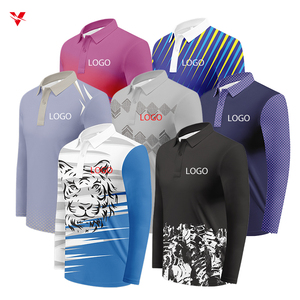 Sublimation Men'S Business Fashion <strong>Long</strong> <strong>Sleeved</strong> <strong>Polo</strong> <strong>Shirt</strong> Solid Color Fashionable Golf <strong>Polo</strong> Women Black <strong>Polo</strong> <strong>Shirt</strong> WX-P028 - Product Image 1