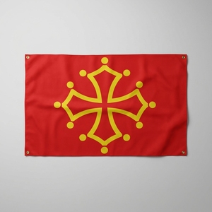 Drapeau AZ FLAG Midi-Pyrenees Occitania 100x150 cm en polyester réglable avec 4 œillets pour balcon ou mur - Product Image 1