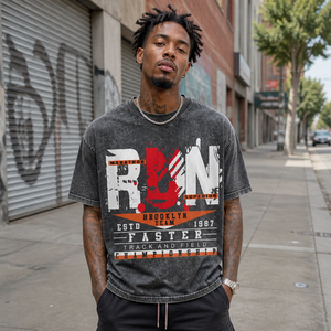 <b>Vintage</b> Acid Wash Garment Dye Retro Sport Style Print Men's Breathable T-Shirts Custom Casual Cotton Short Sleeve <b>Tees</b> Wholesale - Product Image 1