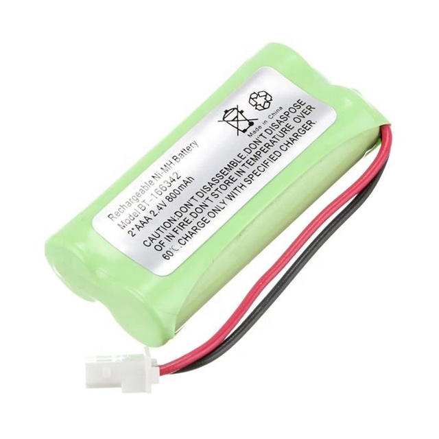 Custom NiMH 2.4V Ni-MH Rechargeable Battery Pack AA AAA 2/3AA 2/3AAA 600mAh to 2000mAh for Cordless Phone and Emergency Light