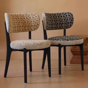 Chaise de salle à manger rembourrée en tissu coton et lin, structure en bois massif, pour usage domestique, style adulte - Product Image 1