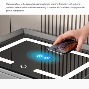 Modern Luxury Smart <strong>Bedside</strong> <strong>Table</strong> With Wireless <strong>Charging</strong> Bluetooth Speaker Fingerprint Lock LED Light Bedroom Nightstand - Product Image 4