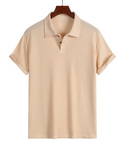 Men's <b>Waffle</b> Knitted Polo <b>Shirt</b> Short Sleeve Regular Fit Casual Golf Business Collared Summer Top - Product Image 3