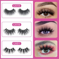 Faux cils en vison naturel 3D faits à la main, 25 mm, volumineux, avec logo personnalisé, fourrure noire croisée, vente en gros