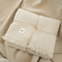 Plaid en chanvre naturel jacquard imprimé, tissé, respirant, écologique, toutes saisons, pour salon, bureau, pièce climatisée