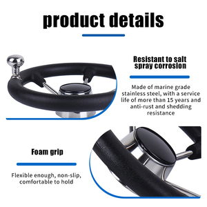 <span class=keywords><strong>Volant</strong></span> de <span class=keywords><strong>bateau</strong></span> en acier inoxydable de qualité marine à 5 branches avec poignée et bouton en mousse noire pour bateaux - Product Image 4