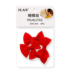 Fermagli per capelli rossi ILAN Bow Ties 3.0x1.5cm per bambini, accessori per feste di compleanno, 8 pezzi - Product Image 2