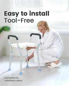 Tabouret de bain médical réglable de 300 lb à usage intensif <span class=keywords><strong>Chaise</strong></span> de douche crantée <span class=keywords><strong>avec</strong></span> accoudoirs Équipement de sécurité de douche interne - Product Image 6