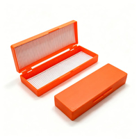 100 Positions Lab Case Holder with Cork Pad ABS Plastic Microscope Glass Slides Storage Box for Histology Pathology