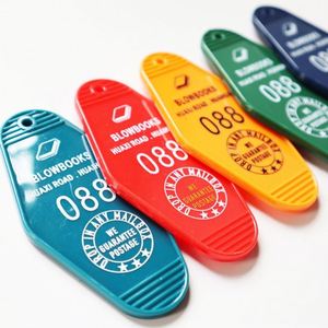 <b>Custom</b> logo Color Material Key Tags Promotional Blank Plastic Retro Vintage Motel Room Hotel <b>Keychain</b> - Product Image 1