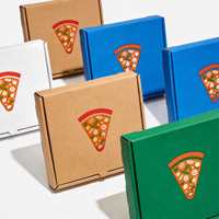Boîte à pizza en carton ondulé personnalisée, imprimée en quatre couleurs, écologique, jetable, avec doublure en kraft, pelliculage mat, design pliable, logo découpé