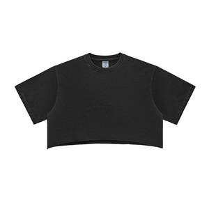 Completo Set Coordinato <span class=keywords><strong>Donna</strong></span> 2026: T-Shirt Vintage in Cotone French Terry Effetto Acido e Shorts Cropped Stile Hip Hop Streetwear - Nuova Collezione Hot per Ragazze - Product Image 5