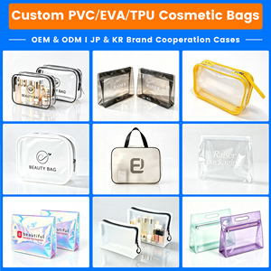 กระเป๋าเครื่องสำอางใส PVC แบบมีซิปพร้อมโลโก้สั่งทำ  กระเป๋าใส่เครื่องสำอางขนาดใหญ่  กระเป๋าเดินทางกันน้ำแบบโฮโลแกรมพร้อมหูหิ้ว - Product Image 5
