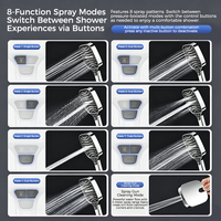 Pommeau de douche haute pression portable, 8 modes de pulvérisation, 150 buses en silicone, auto-nettoyant, pistolet de pulvérisation, panneau de 120 mm, raccord G1/2