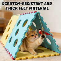 Casa para Gatos Desmontable de Fieltro con Diseño de Dados, Multicolor, Interactiva, Tipo Cueva y Túnel, Juguete para Mascotas