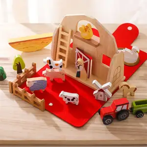 2024 nuovo arrivo in legno Farm Building gioco di assemblaggio per bambini Montessori giocattoli educativi di apprendimento precoce giocattoli per bambini più piccoli