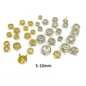 Fashion 5-10mm claw colorful diamond rivets gold silver diamond rhinestones rivets for clothing luggage leather