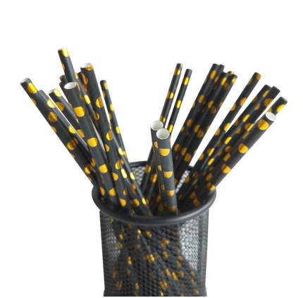 25 black gold straws