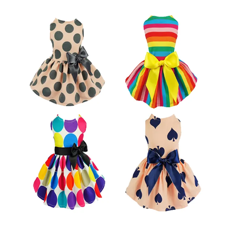 New Design Summer Retro Unique Court Cottonpet Dress Cat Dog Clothes Small Sweet Flower Pet Dresses Clothes