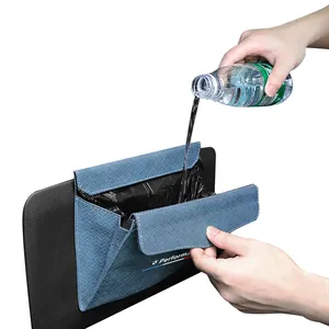 Car Trash Bag,Superior Pu Leather With Magnet Closure Design,Waterproof Vehicle Rubbish Container Garbage Can